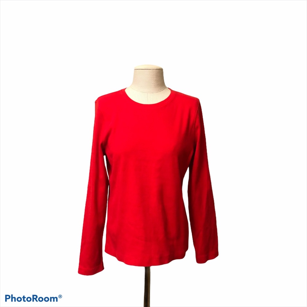 Liz Claiborne red ribbed long sleeve t-shirt size large